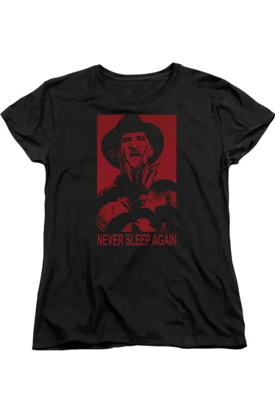 Gildan Nightmare On Elm Street Never Sleep Again Short Sleeve Women´s Tee / T-shirt In Black
