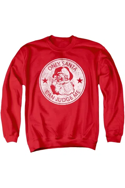 Gildan Only Santa Can Judge Christmas Unisex Adult Crewneck Sweatshirt Sweater In Red