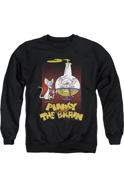 Gildan Pinky And The Brain Lab Flask Adult Crewneck Sweatshirt In Black