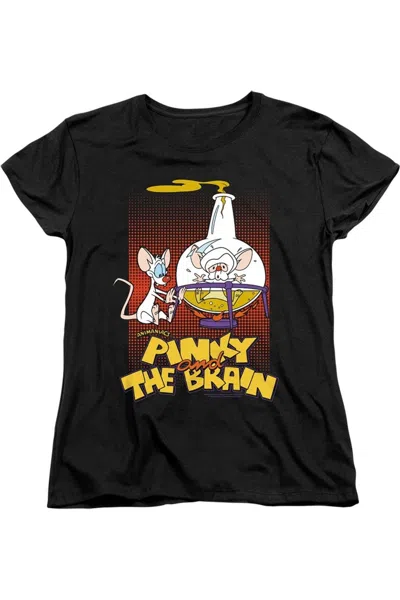 Gildan Pinky And The Brain Lab Flask Short Sleeve Women´s Tee / T-shirt In Black