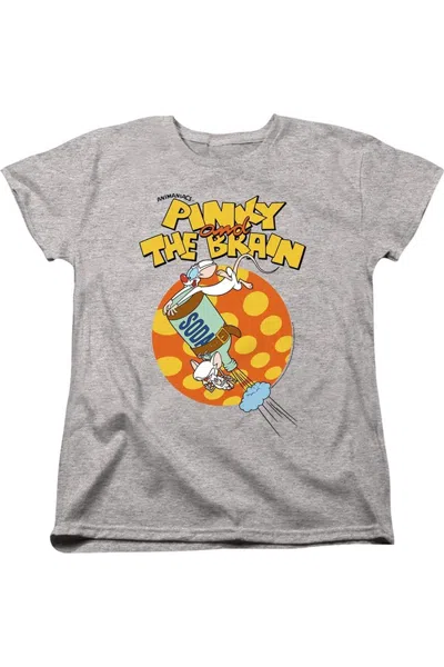 Gildan Pinky And The Brain Soda Short Sleeve Women´s Tee / T-shirt In Gray