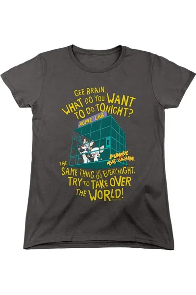 Gildan Pinky And The Brain The World Short Sleeve Women´s Tee / T-shirt In Gray