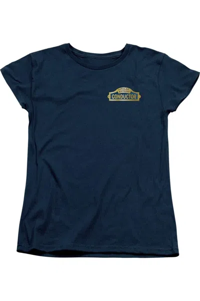 Gildan Polar Express Conductor Short Sleeve Womens Tee / T-shirt In Blue