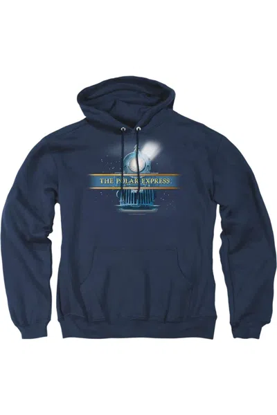 Gildan Polar Express Train Logo Adult Pull Over Hoodie / Hooded Sweatshirt In Blue