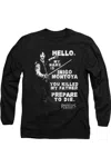 Gildan Princess Bride Hello Again Long Sleeve Adult Tee / T-shirt In Black