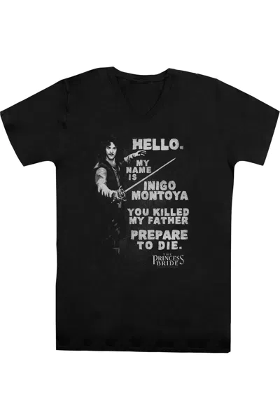 Gildan Princess Bride Hello Again Short Sleeve Adult V Neck Premium Cotton Tee / T-shirt In Black