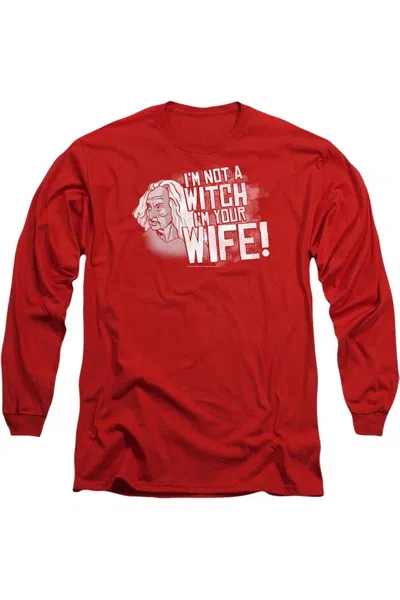 Gildan Princess Bride Not A Witch Long Sleeve Adult Tee / T-shirt In Red