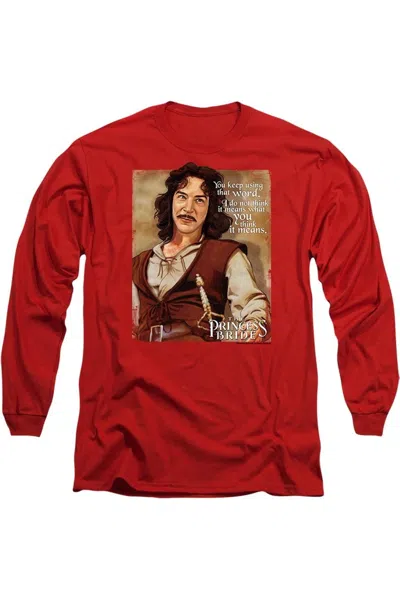 Gildan Princess Bride Word Long Sleeve Adult Tee / T-shirt In Red