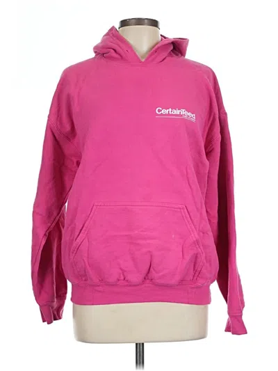 Pre-owned Gildan Pullover Hoodie In Pink