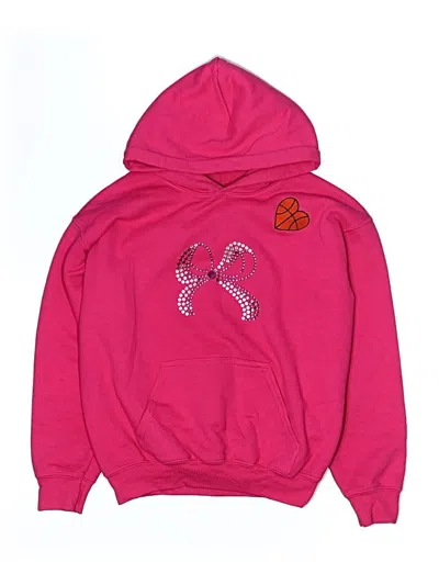 Pre-owned Gildan Kids' Pullover Hoodie In Pink