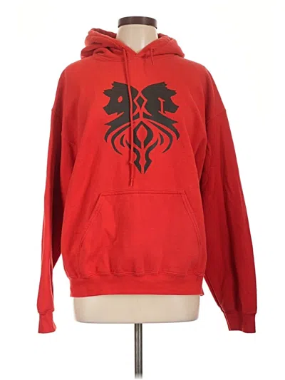 Pre-owned Gildan Pullover Hoodie In Red