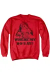 Gildan Santa Where My Ho´s At Christmas Unisex Adult Crewneck Sweatshirt Sweater In Red