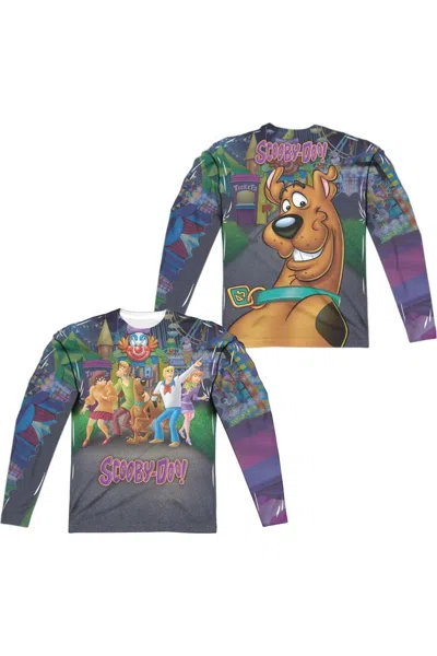 Gildan Scooby Doo Amusement Park (front/back Print) Long Sleeve Adult Poly Crew Tee / T-shirt In Multi