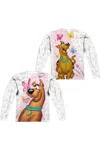 Gildan Scooby Doo Butterfly (front/back Print) Long Sleeve Adult Poly Crew Tee / T-shirt In White