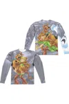 Gildan Scooby Doo Scooby And Shaggy (front/back Print) Long Sleeve Adult Poly Crew Tee / T-shirt In White