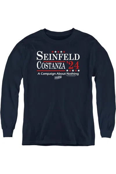 Gildan Kids' Seinfeld Election Tee / T-shirt Youth Long Sleeve In Blue