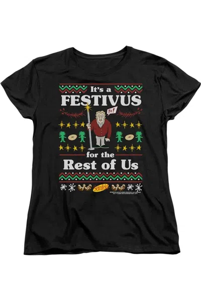 Gildan Seinfeld Festive Festivus Short Sleeve Women´s Tee / T-shirt In Black