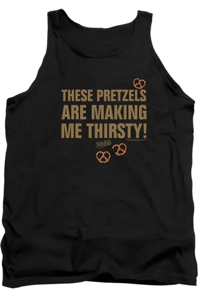 Gildan Seinfeld Pretzels Thirsty Adult Tank Top In Black