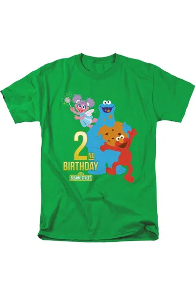 Gildan Sesame Street 2nd Birthday Short Sleeve Adult Tee / T-shirt In Green