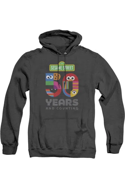 Gildan Sesame Street 50 Years Logo Adult Heather Hoodie In Black
