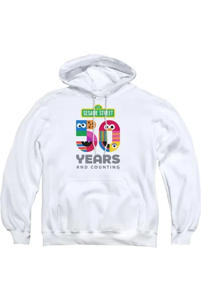 Gildan Sesame Street 50 Years Logo Adult Pull Over Hoodie In White