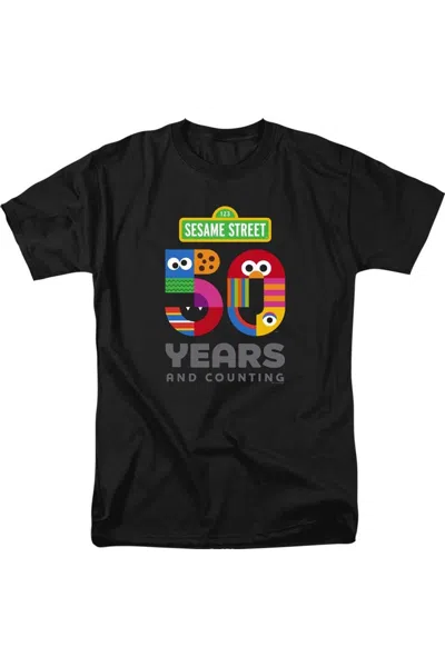 Gildan Sesame Street 50 Years Logo Short Sleeve Adult Tee / T-shirt In Black