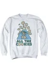 Gildan Sesame Street All The Cookies Adult Crewneck Sweatshirt In White