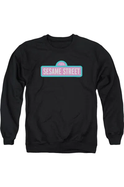 Gildan Sesame Street Alt Logo Adult Crewneck Sweatshirt In Black
