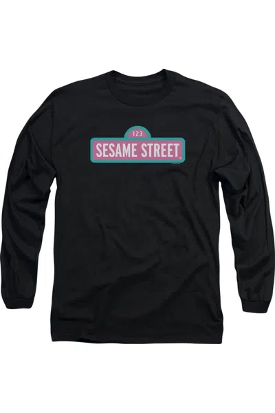 Gildan Sesame Street Alt Logo Long Sleeve Adult Tee / T-shirt In Black