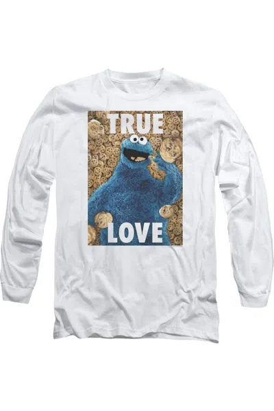 Gildan Sesame Street Beautiful Cookies Long Sleeve Adult Tee / T-shirt In White