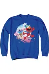 Gildan Sesame Street Christmas Holiday Cheer With Elmo, Tango, Cookie Monster Adult Crewneck Sweatshirt In Blue