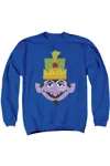 Gildan Sesame Street Christmas Nutcracker Count Adult Crewneck Sweatshirt In Blue