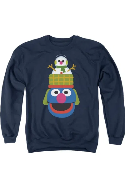 Gildan Sesame Street Christmas Nutcracker Grover Adult Crewneck Sweatshirt In Blue