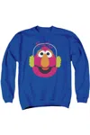 Gildan Sesame Street Christmas Nutcracker Telly Monster Adult Crewneck Sweatshirt In Blue