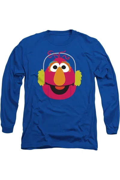 Gildan Sesame Street Christmas Nutcracker Telly Monster Long Sleeve Adult Tee / T-shirt In Blue
