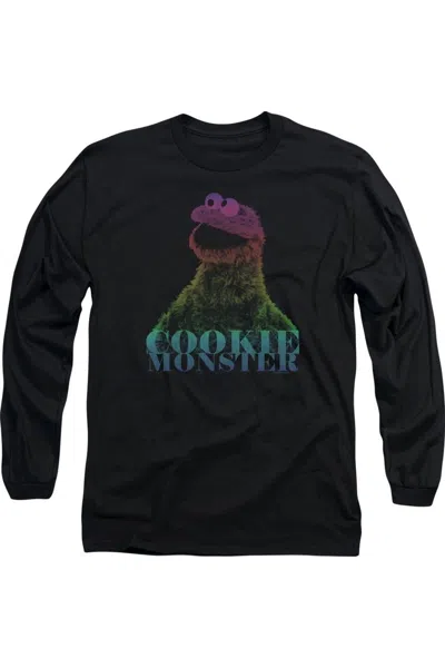 Gildan Sesame Street Cm Halftone Long Sleeve Adult Tee / T-shirt In Black