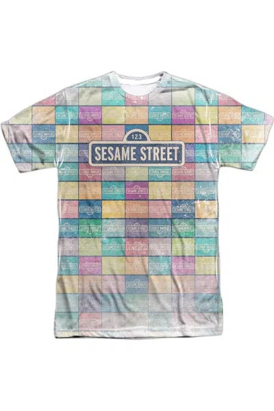 Gildan Sesame Street Color Block Short Sleeve Adult Poly Crew T-shirt In White