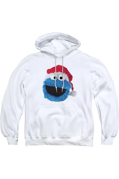 Gildan Sesame Street Cookie Monster Christmas Hat Adult Pull Over Hoodie In White