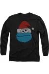 Gildan Sesame Street Cookie Monster Christmas Long Sleeve Adult Tee / T-shirt In Black