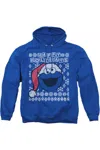 Gildan Sesame Street Cookie Monster Ugly Christmas Adult Pull Over Hoodie In Blue