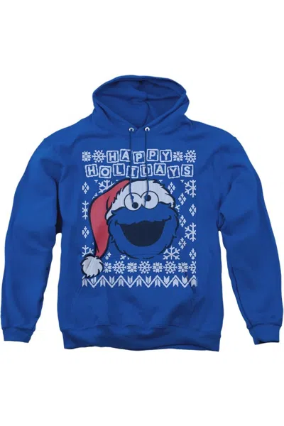 Gildan Sesame Street Cookie Monster Ugly Christmas Adult Pull Over Hoodie In Blue
