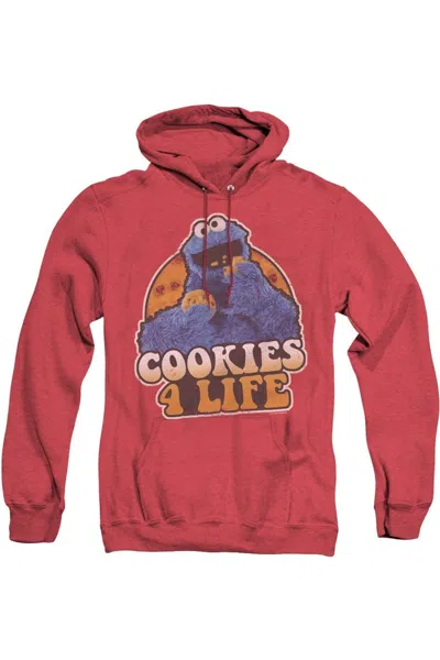 Gildan Sesame Street Cookies 4 Life Adult Heather Hoodie In Red