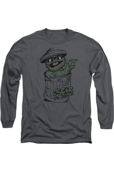 Gildan Sesame Street Early Grouch Long Sleeve Adult Tee / T-shirt In Pink