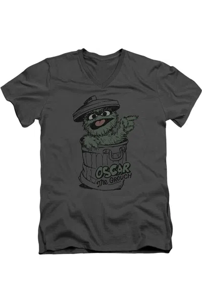 Gildan Sesame Street Early Grouch Short Sleeve Adult V Neck Premium Cotton Tee / T-shirt In Pink