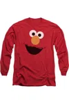 Gildan Sesame Street Elmo Face Long Sleeve Adult Tee / T-shirt In Red