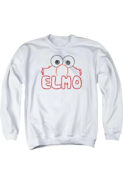 Gildan Sesame Street Elmo Letters Adult Crewneck Sweatshirt In White