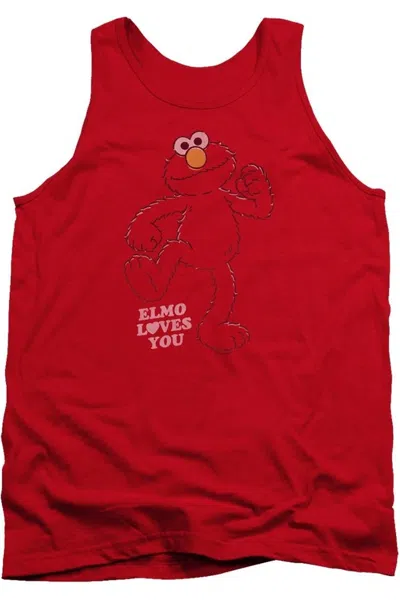 Gildan Sesame Street Elmo Loves You Adult Tank In Red