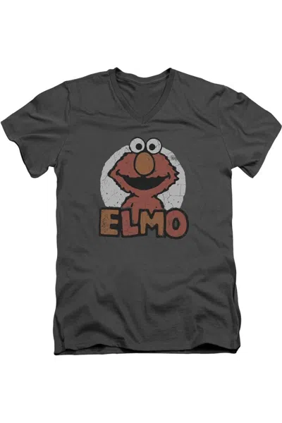 Gildan Sesame Street Elmo Name Short Sleeve Adult V Neck Premium Cotton Tee / T-shirt In Pink