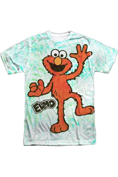 Gildan Sesame Street Elmo Scribble Short Sleeve Adult Poly Crew T-shirt In White