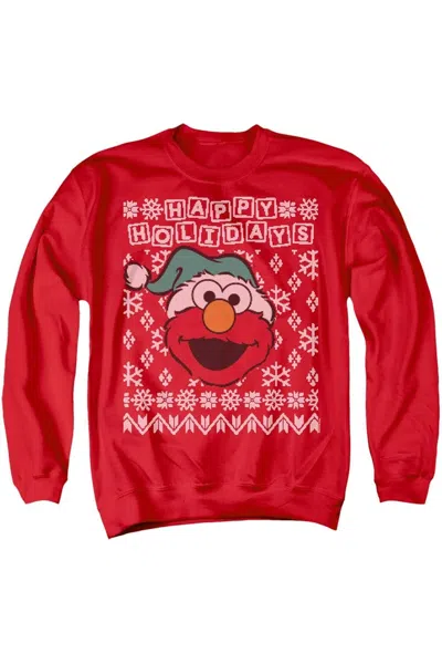 Gildan Sesame Street Elmo Ugly Christmas Adult Crewneck Sweatshirt In Red